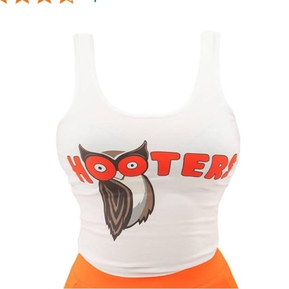 Ripple Junction HOOTERS Girl Iconic Waitress Tank Top Sz XL White/Orange - Picture 3 of 4